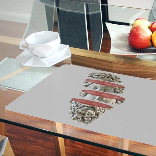 4 Sets de table gris en liège grand format 39.5x28.5 cm design collage surréalisme