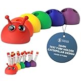Schaller Industries Rainbow Caterpillar Test Tube Rack – 16mm, Holds 15 Blood Tubes, Playful Rotating Design, Veterinary Clinic Lab Organizer