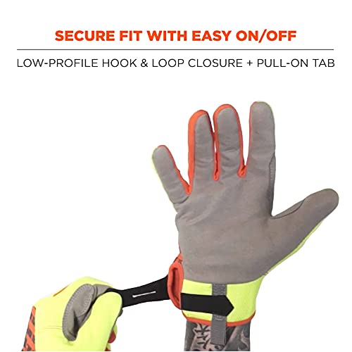 Proflex 812 Work Gloves, High Visibility, Synthetic Leather Palm, X-Large, Lime #TOP4