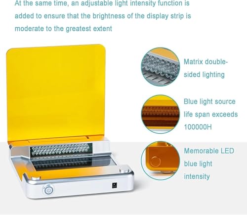 Cortador de gel de luz azul, transiluminador LED azul con filtro ámbar, intensidad de luz ajustable, utilizado para visualización de electroforesis en gel.