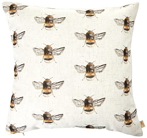 Evans Lichfield Bee Happy Repeat Cushion Cover, White, 43 x 43 cm