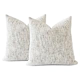 HOMFINER Textured Neutral Throw Pillow Covers 18x18 Inch Set of 2 Soft Woven Chenille Accent Boho Farmhouse Decorative Couch Pillow Covers for Modern Home Decor Bed Sofa Living Room