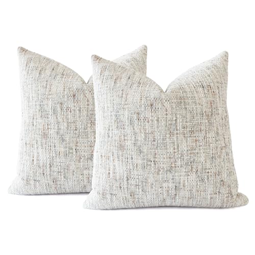 HOMFINER Textured Neutral Throw Pillow Covers 20x20 Inch Set of