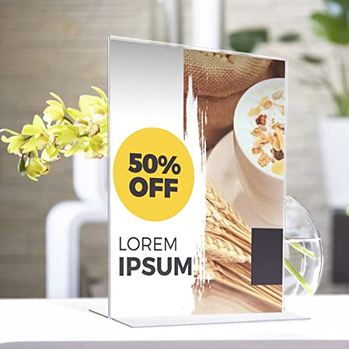 Image of Shuban Acrylic Sign Holder Table Sign Holder Double Sided T Shape Clear Plastic Desktop Display Holder Vertical Menu Stand Sign Holders for School, Office, Hotel, Party (06 X 9 Inch -2Pcs)