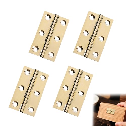 4Pcs 50mm Solid Brass Butt Hinge Door Hinges Polished Brass Butt Hinge for Cabinet Cupboard Wood Boxes Window Furniture External Internal Doors Gold 2Inch Corrosion Resistance Brass Hinges