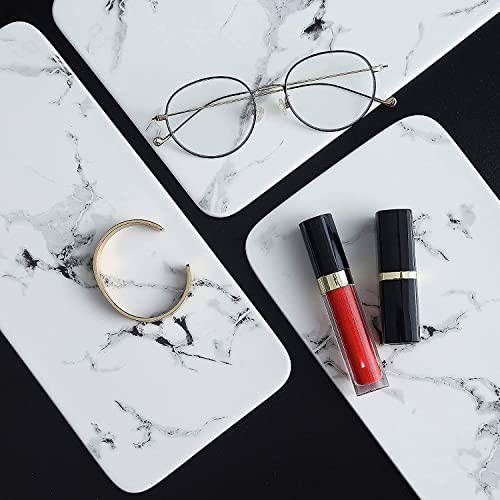 Bathroom Organizer Countertop Perfume Organizer Makeup Organizer Cosmetics Storage Display Rack Vanity Tray Dresser Stainless Steel Gold Shelf White Marble Ceramic Tray - Image 3