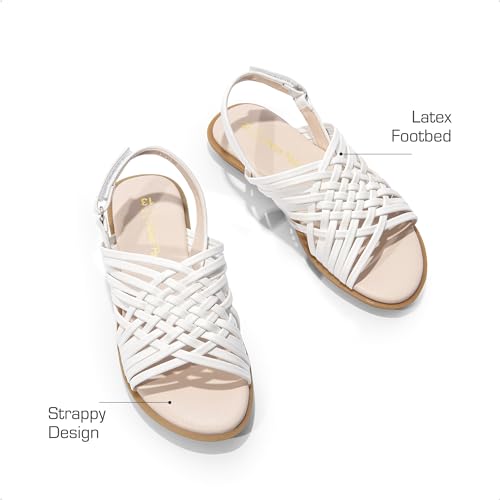 Dream Pairs Girls Sandals Gladiator Braided Flat Open Toe Summer Sandals Size 2 Little Kid,White,Sdsd2410K thumb #2