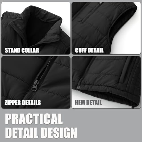 Image of Msmsse Men's Outerwear Vests Winter Quilted Padded Vest Gilet Stand Collar Warm Puffer Vest