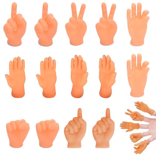 DOKRIN Marionetas de dedos 14 mini manos de goma divertidas, ideales para fiestas de cumpleaños y juegos mágicos de mascotas.