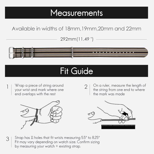 Image of TACTICAL FROG Nylon Watch Band 18mm 19 mm 20mm 22 mm 24 mm, Waterproof Military Watch Straps Replacement for Men Women, With Stainless Steel Buckle