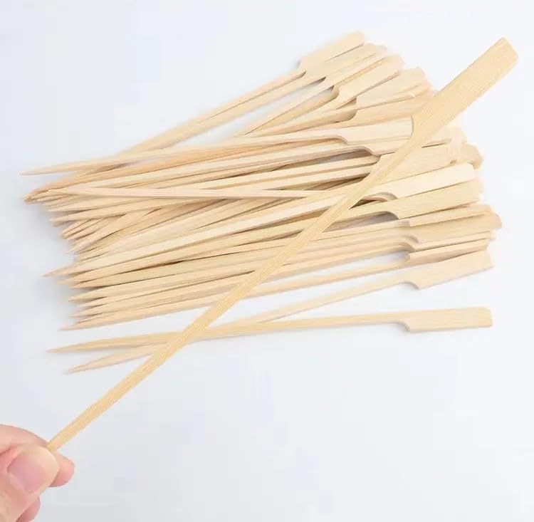House Of Essentials Bamboo Gun Skewers 3.5 inch, 5 inch, 7 inch |Barbeque Skewer|Paddle Pick|BBQ Roast|Fruit Pick|Mocktail Stirrer (5 inch, 50)