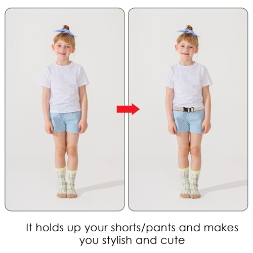 4 Pack Kids Elastic Adjustable Belts, Stretch Belts with Black Buckle for Pants Jeans, Skinny Waist Belt for Boys Girls4