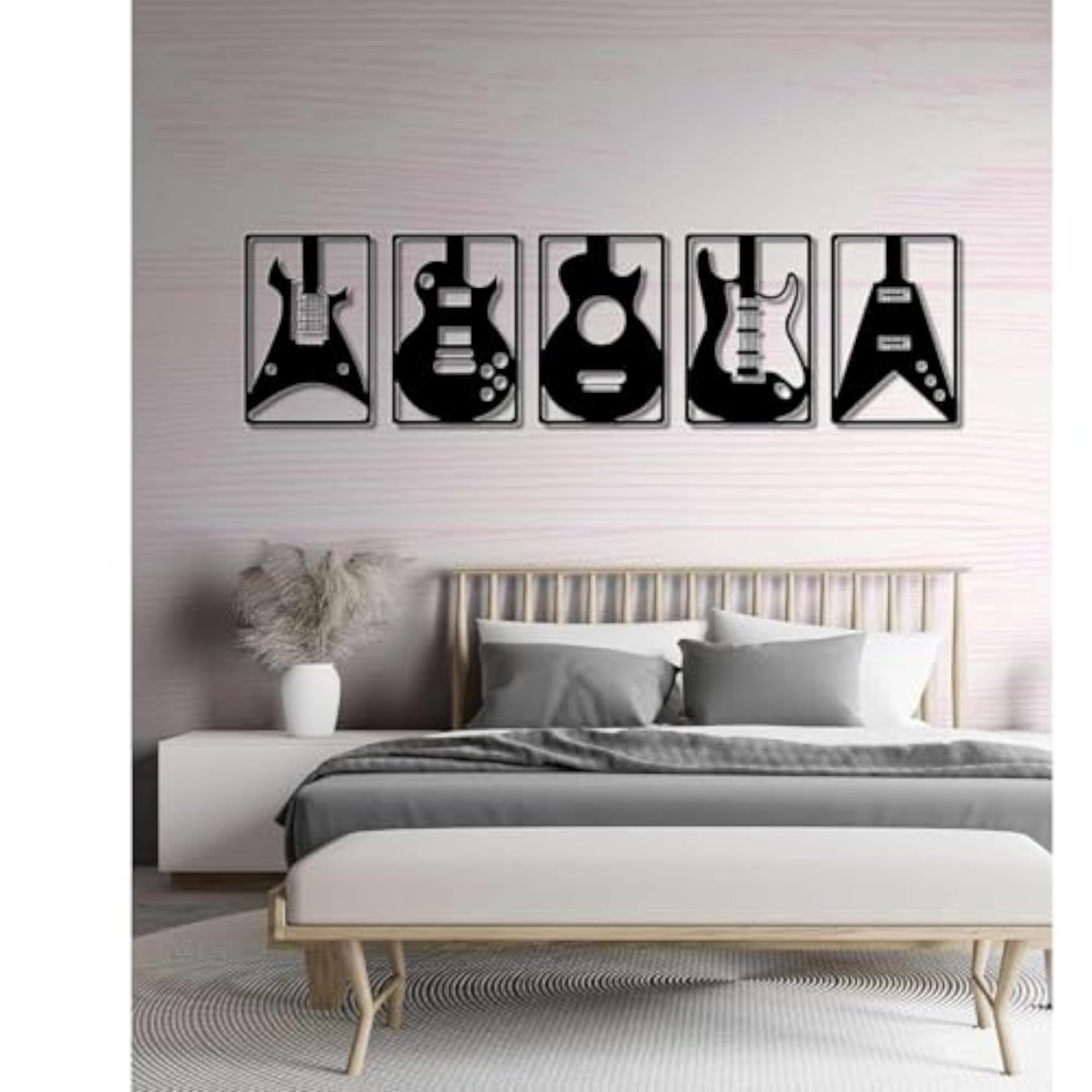 Wooden Wall Art Hanging, Black Designed Decor Sculptures