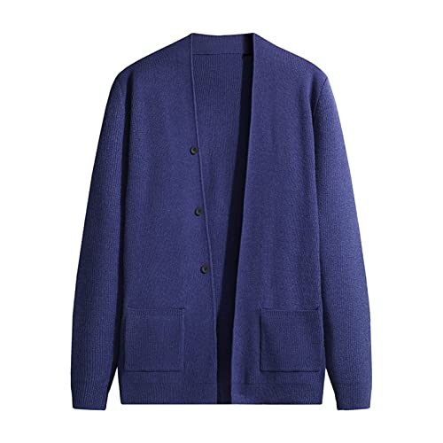 Cardigan homme bleu marine veste d'automne boutonné pull en coton taille XXL