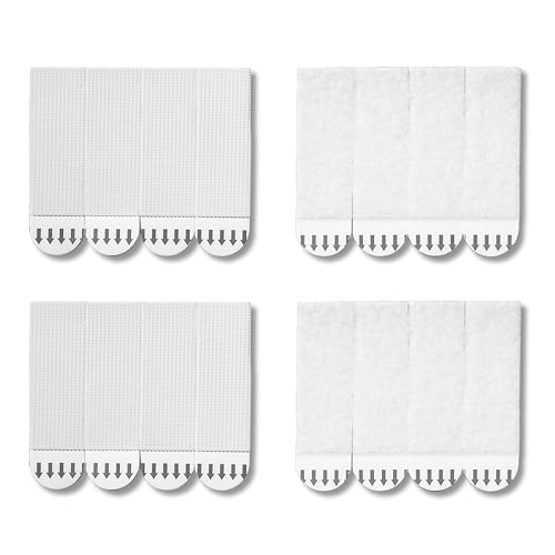 32 Pares (64 tiras) Tiras para Colgar Cuadros Blancas Medianas, Colgadores pared Adhesivos Resistente al Agua, Cuelga Cuadros sin Clavos, Cuelga Facil-Para Marcos y Adornos Navideños(Medianas)