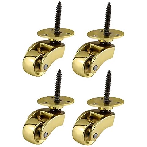 Set of 4 Solid Brass Castors with 22mm Wheels Cover