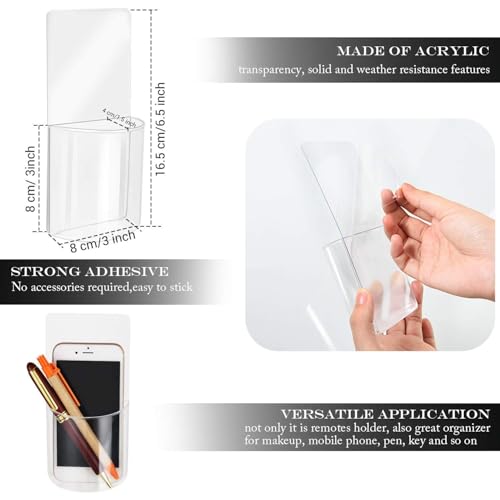 Support de télécommande mural en acrylique transparent, lot de 6 rangements - 4