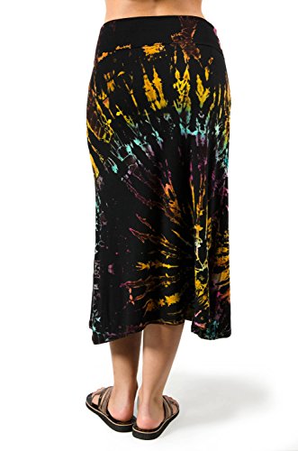 TCG Women's Tie-Dye A-Line Midi Skirt - Black Multi2