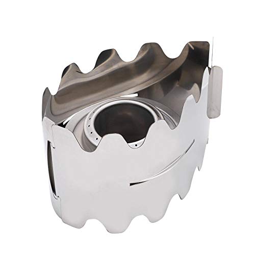 Portable Camping Stove, Outdoor Alcohol Stove & Windshield Rack Tray Combo Set Mini Ultralight Stainless Steel Stove Suitable for Camping, Fishing, Backpacking, Hiking, Picnic, etc