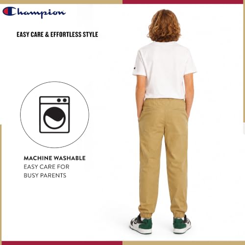 Champion Boys Regular Fit School Uniform Twill Jogger Pants Khaki - image 5