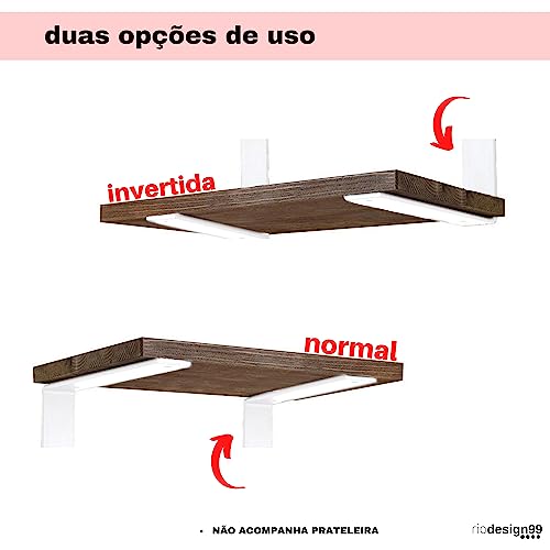 RIO DESIGN99 Mão Francesa 30cm Cantoneira Invertida - Branca - 4 Unidades - Reforçada Industrial Sup