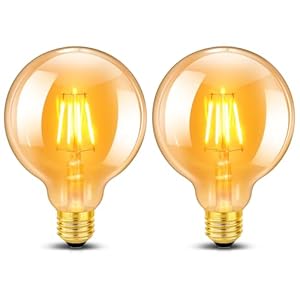 E27 Vintage Edison Screw Light Bulb, G95 LED 4W Equivalent to 40W Incandescent, Amber Warm White 2200K, 400LM, Non-dimmable, LED Filament Bulb, Globe Bulbs, Retro Decorative Light Bulb, 2 Pack