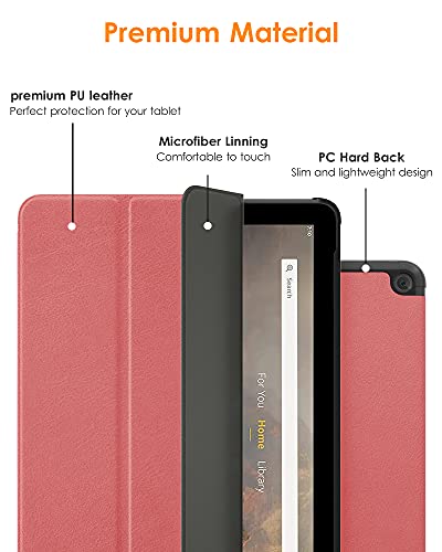 Dtto Case For All-New Amazon Fire Hd 10 & 10 Plus Tablet (Only Compatible With 11Th Generation Tablet, 2021 Release), Slim Pu Leather Trifold Stand Cover Hard Back Shell With Auto Sleep/Wake,Pink Sand #TOP2
