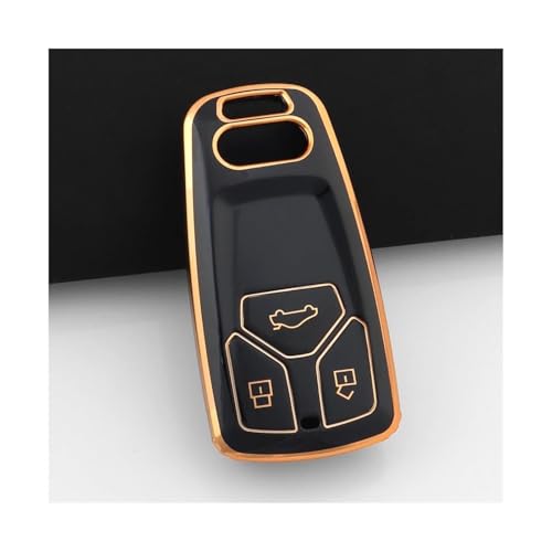 Coque de clé TPU Audi A4 B9 Q5 Q7 TT en noir et or protège votre télécommande