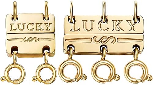 Dailyacc Lucky Necklace Layering Clasp 18K Gold and Silver Strong...