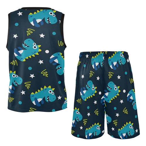 Little Dinosaurs Stars Boys Conjunto de uniforme de basquete sem mangas para treinamento 5T PP, Pequ