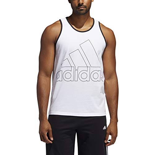 adidas Men's Badge of Sport Classic Tank Top (White/White Logo, Medium)