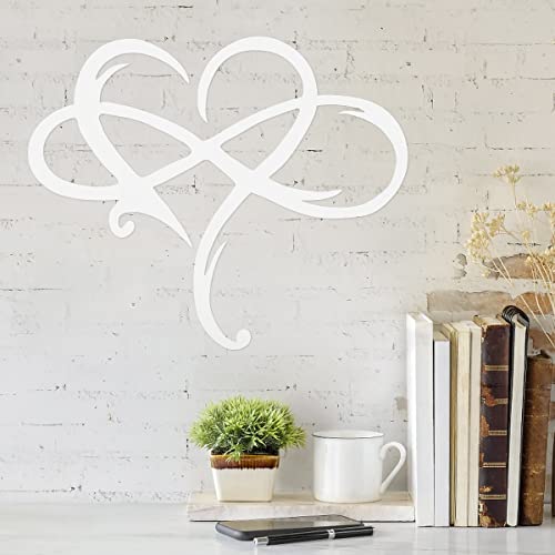 Infinity Heart Metal Wall Decor, Unique Infinity Heart Wall Decor Love Sign Plaque Steel Art Geometric Wall Decor Set Cut Out for Living Room, Bedroom, Indoor and Outdoor (white)13.8×11.5 inch) - Image 3