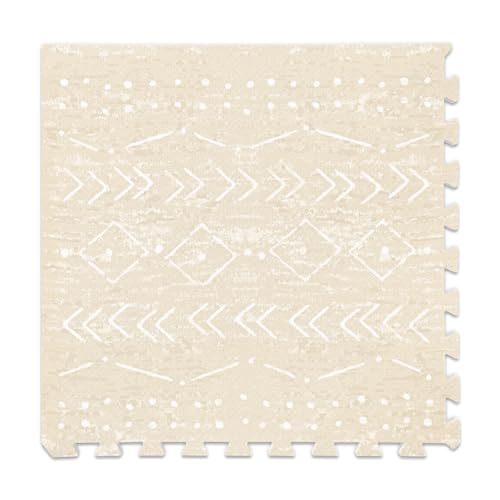 Lillefolk Baby Play Mat for Floor – 6x6ft Beige | Soft Non Toxic Premium EVA Foam Tiles for Tummy Time, Crawling & Playroom – Waterproof for Hard Floors Mat for Babies & Toddlers (9 Tiles)