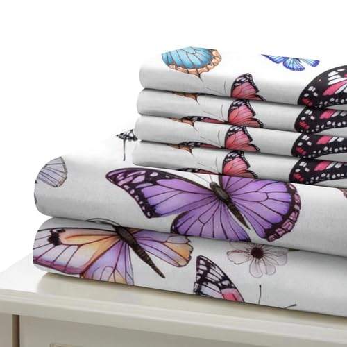 Housse de couette papillon hypoallergénique et douce parure de lit microfibre avec zip - 7