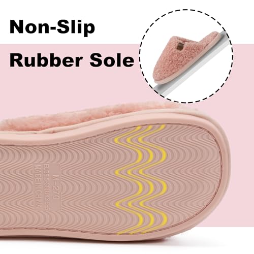 Image of Micolin Slippers For Women Men Fuzzy Winter Warm With Memory Foam House Comfort Fluffy Lining Anti-Skid Cute Indoor Outdoor Shoes