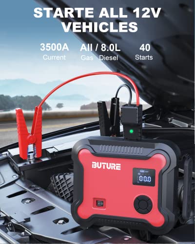 Portable Car Jump Starter With Air Compressor, Buture 150Psi 3500A 26800Mah Battery Booster Pack (All Gas/8.0L Diesel) Digital Tire Inflator, Fast Battery Charger 3.0 With 160W Dc Out, Emergency Light #TOP1