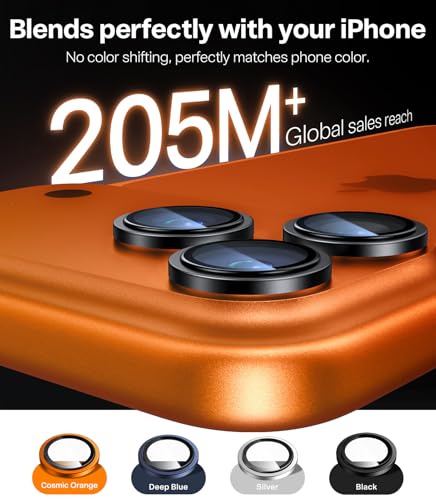 Image of TORRAS 3-Year Ultimate Durability for iPhone 17 Pro Max /17 Pro Camera Lens Protector-1:1 Invisible Fit & Ultra Clarity, Military-Grade 9H+ Aerospace Glass Anti-Scratch Easy Installation,Black