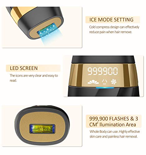 Hair Removal for Women and Men Permanent Painless Laser Hair Remover with Ice Cool, At Home Hair Removal Device for Facial, Whole Body, Black Color - Thumbnail 2