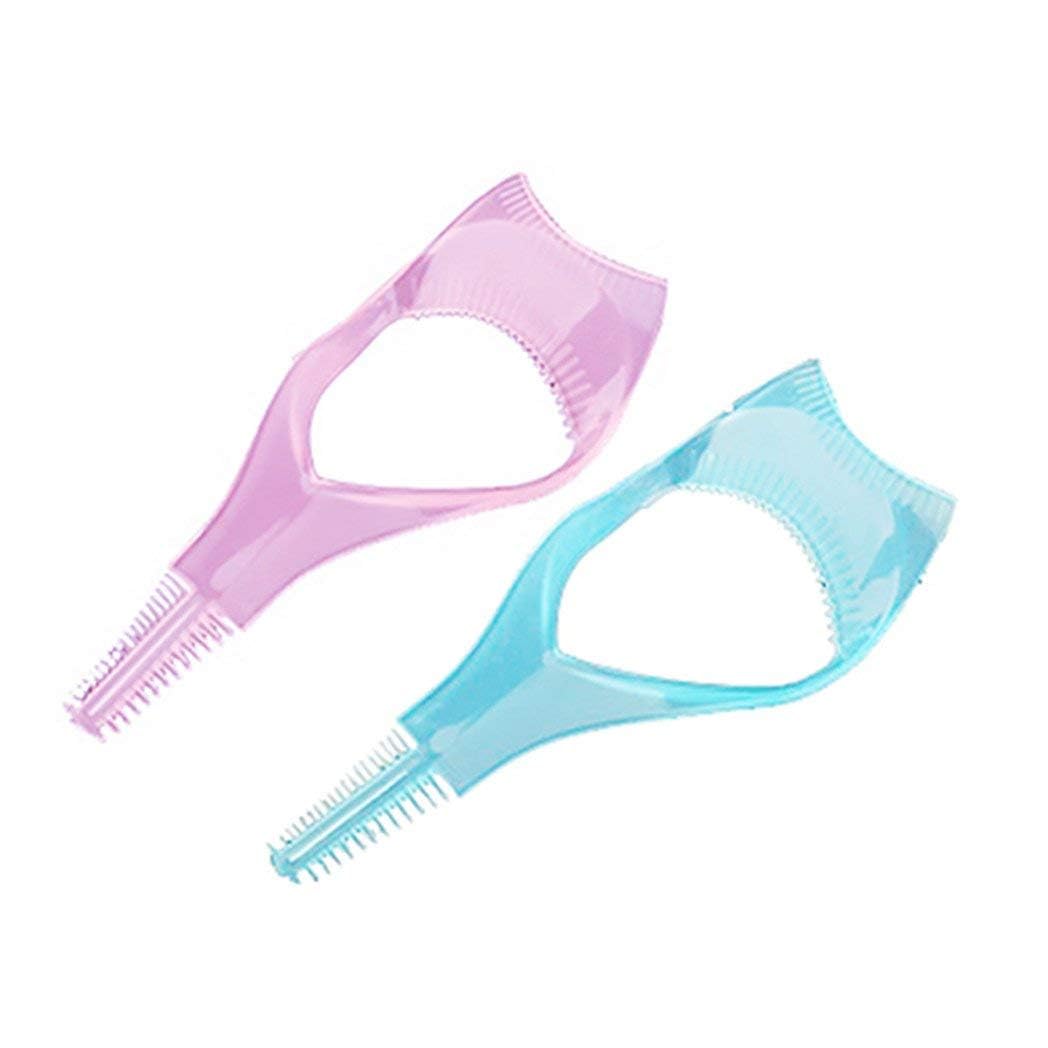 2Pcs Pink 3in1 Mascara Shield Guard Eyelash Brush Curler Guide Applicator Comb Makeup Tool Random Color Durable and Practical Use Safety,Mascara Brushes,Beauty and Personal Care,Makeup Brushes 3