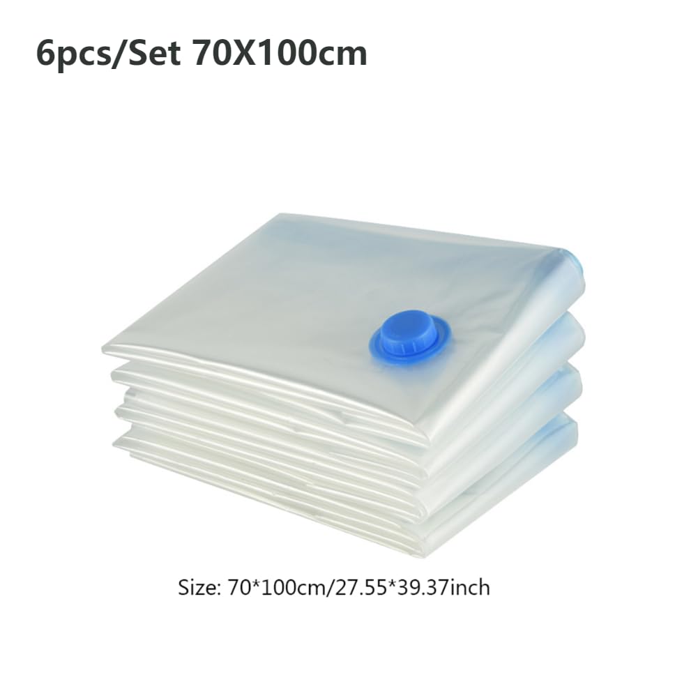 Sacchi Sottovuoto Sacchetto sigillante sottovuoto riutilizzabile salvaspazio pieghevole compresso organizer coperte vestiti cuscini stoccaggio(6pcs 70X100cm)