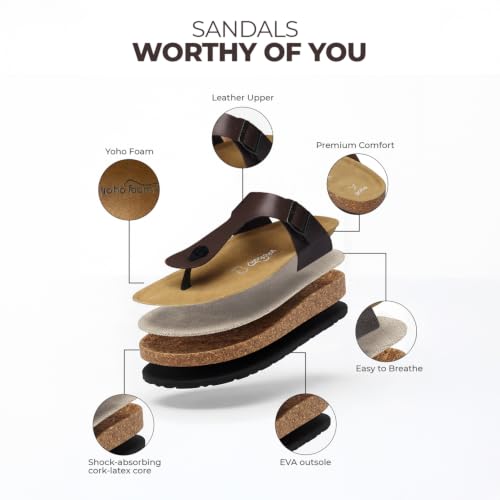 Image of YOHO Sandals for Men | Leather Thong Sandals with Cork Footbed for Daily Wear- SDL