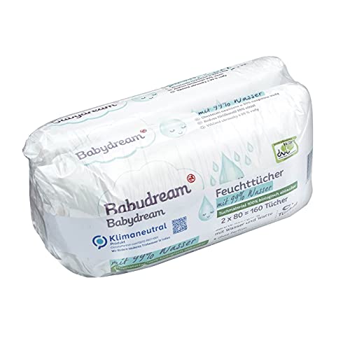Lingettes humides 99% d'eau Babydream lot de 160 pour un nettoyage doux au quotidien