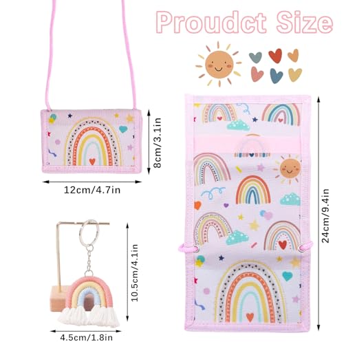 Bikasun Regenbogen Brustbeutel Kinder mit Schlüsselanhänger, Boho Geldbörse Geldbeutel für Mädchen, Geldbeutel zum umhängen, Brieftasche Kleine, Geburtstag Geschenk