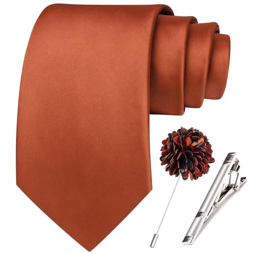 Image of Hi-Tie Men's Extra Long Solid Satin Tie Set 63 Inch /70 Inch Formal Necktie