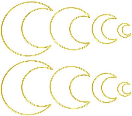 8pcs Dream Catcher Metal Rings Gold Dreamcatcher Metal Hoops Moon Shaped Macrame Ring for Crafts, Macrame Wall Hanging, Wedding Wreath Decor, 4 Sizes (2/4/6/8 inches)