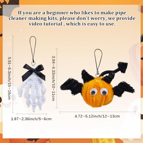 SUNNYCLUE 102 Stück Halloween Pfeifenreiniger Pfeifenreiniger Bastelset Lila Schwarz Weiß Orange Chenille Stiele Wackelaugen Knöpfe Hängende Ornamente Für DIY Kunsthandwerk Feiertagsparty Heimdekorati