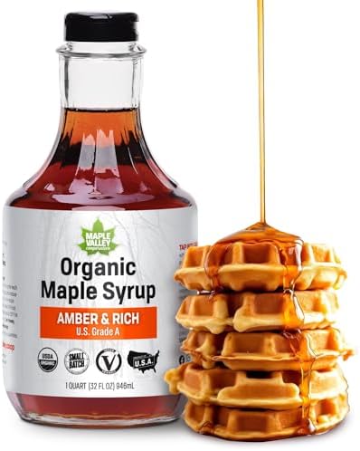 Maple Valley Organic Pure Maple Syrup, Amber & Rich, 32oz (Glass Bottle)