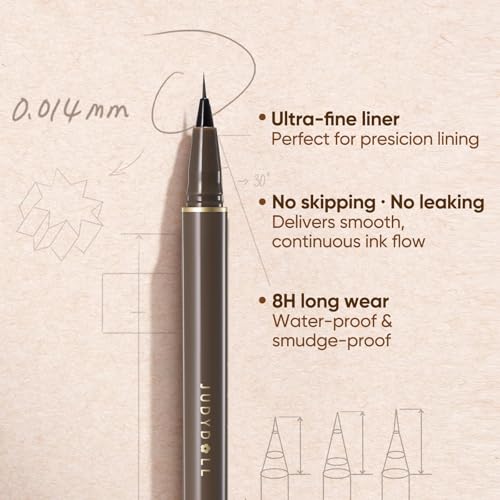Image of JUDYDOLL Ultra-Fine Liquid Eyeliner-Precision Tip for Wing Line, Smudge-Proof, Quick-Drying, Waterproof, Easy to Get Inner Corner Lined, Hooded Eyes-Friendly (#01 Black)