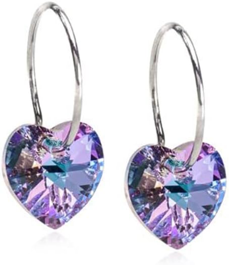Blomdahl | Hypoallergenic | Natural Titanium Crystal Heart Pendant Earrings | Best Choice For Sensitive Ears