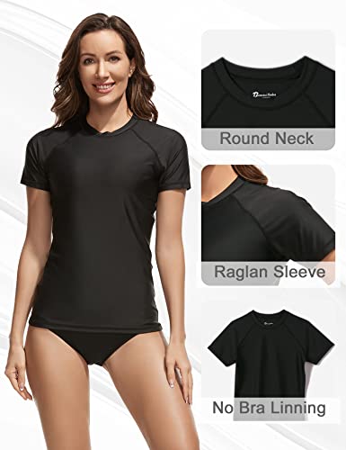 Bonneuitbebe Women's Swim Shirt UPF 50+ Short Sleeve Rash Guard UV Sun Protection Swimsuit Bathing Suit Top4